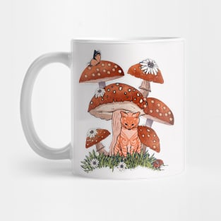 Cat and Mushroom Mug